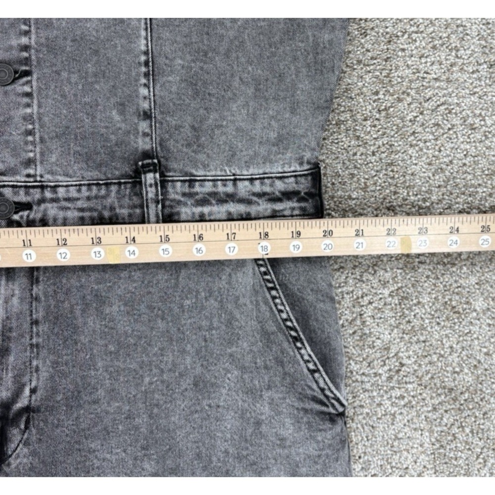GAP Short Sleeve Denim Jumpsuit Women's Size 16 Tall Gray Black Wash Stretch EUC - Picture 11 of 16